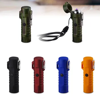 

Multifunction Outdoor Sports Waterproof Dual Arc Cigarette Lighter With LED Flashlight USB Rechargeable Windproof Gift