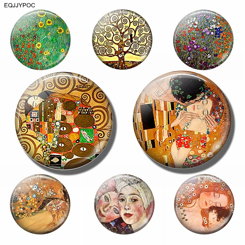 Магниты на холодильник GUSTAV KLIMT 30 мм симпатичная девушка магнит из стекла