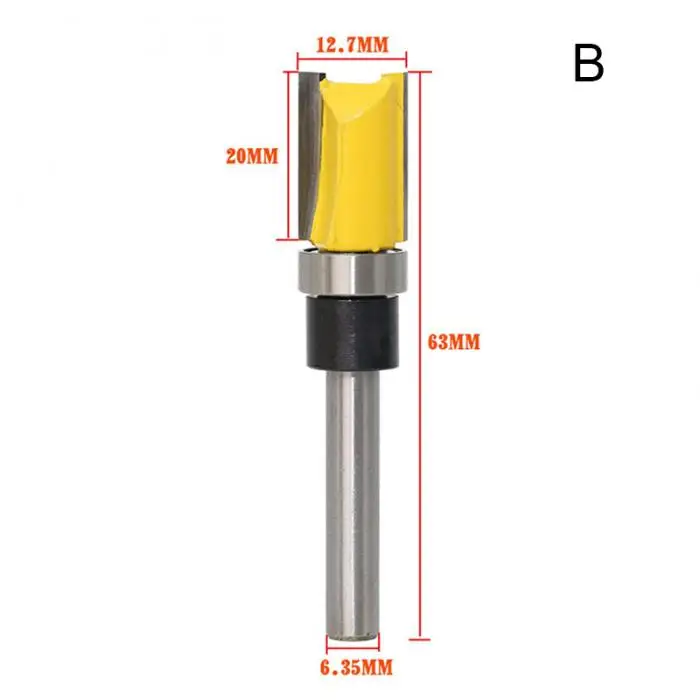 ПОДШИПНИК Flush Trim фреза для древесины 1/4 дюйма хвостовик прямо бит Вольфрам Деревообработка фрезерный инструмент-M25