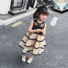 Детская одежда для девочек; коллекция года; летнее модное праздничное платье; детская одежда без рукавов; пышные платья принцессы