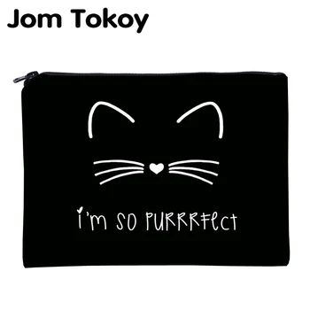 

Jom Tokoy 3D Printing Cute cat Necessaries for Travelling Organizer Makeup Women Letter Cosmetic Bags with Zipper