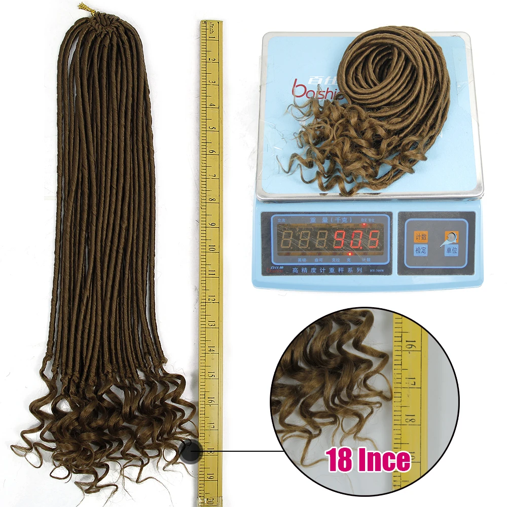 YXCHERISHAIR прямые Faux locs с вьющимися заканчивается волос Синтетические длинные 18 дюймов богиня искусственные локоны в стиле Crochet волос