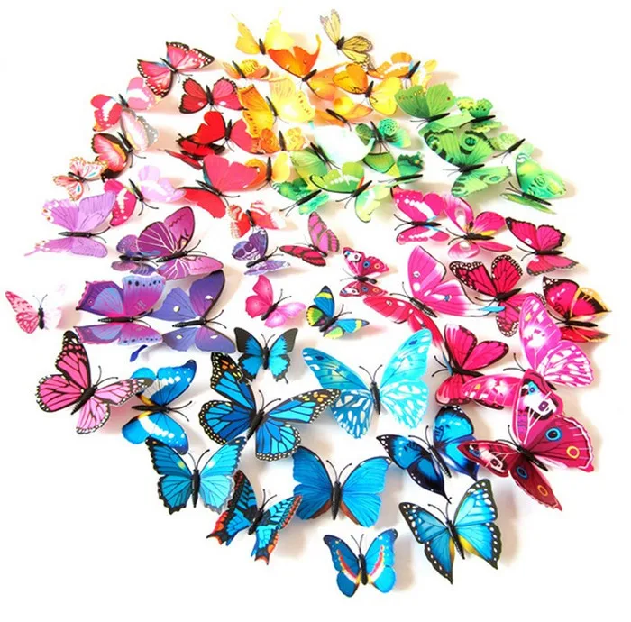 12pcs interesting 3D simulation butterfly fridge magnet kitchen Wedding Window accessories decoration home gift ideas