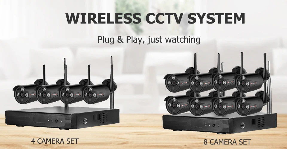 Wifi NVR комплект видеонаблюдения Plug Play P2P 8CH 2MP HD 1080P 20m ночное видение водонепроницаемый открытый беспроводной DVR камера CCTV комплект