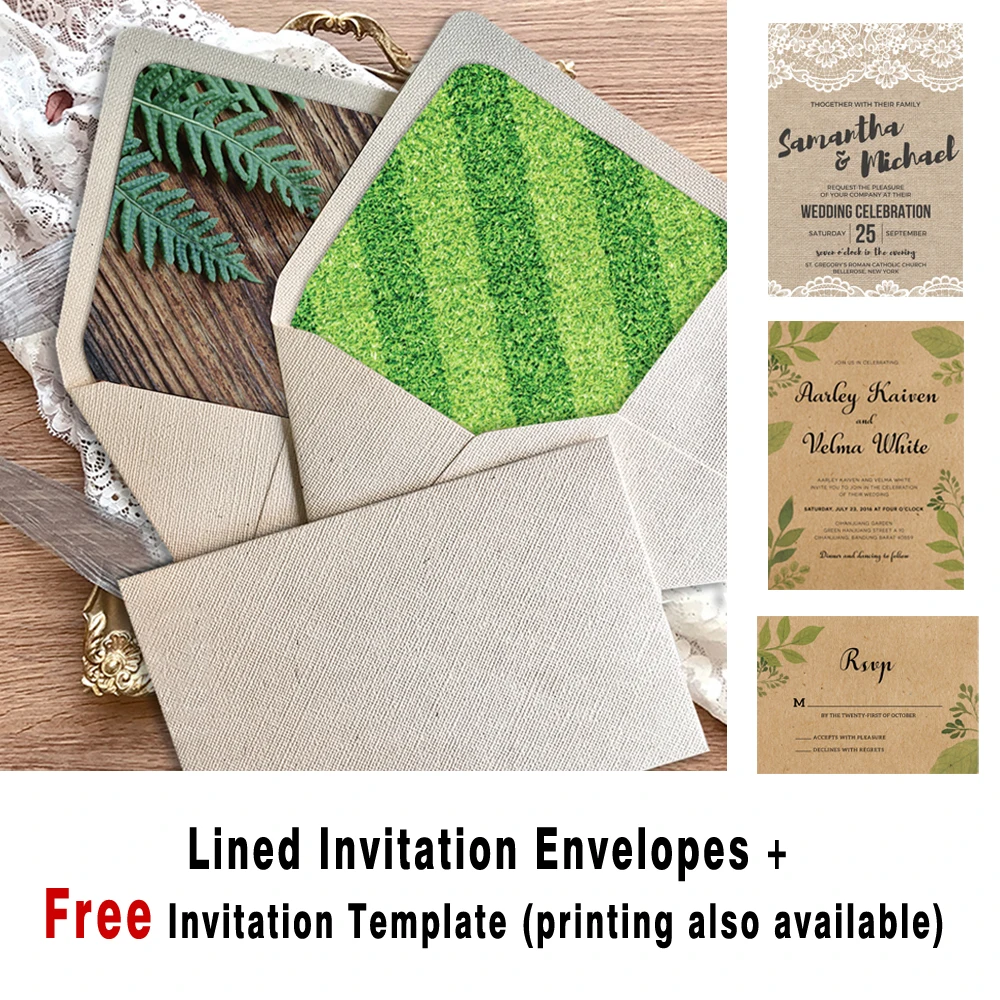 a7 rustic wedding invitations envelopes off white lined envelopes