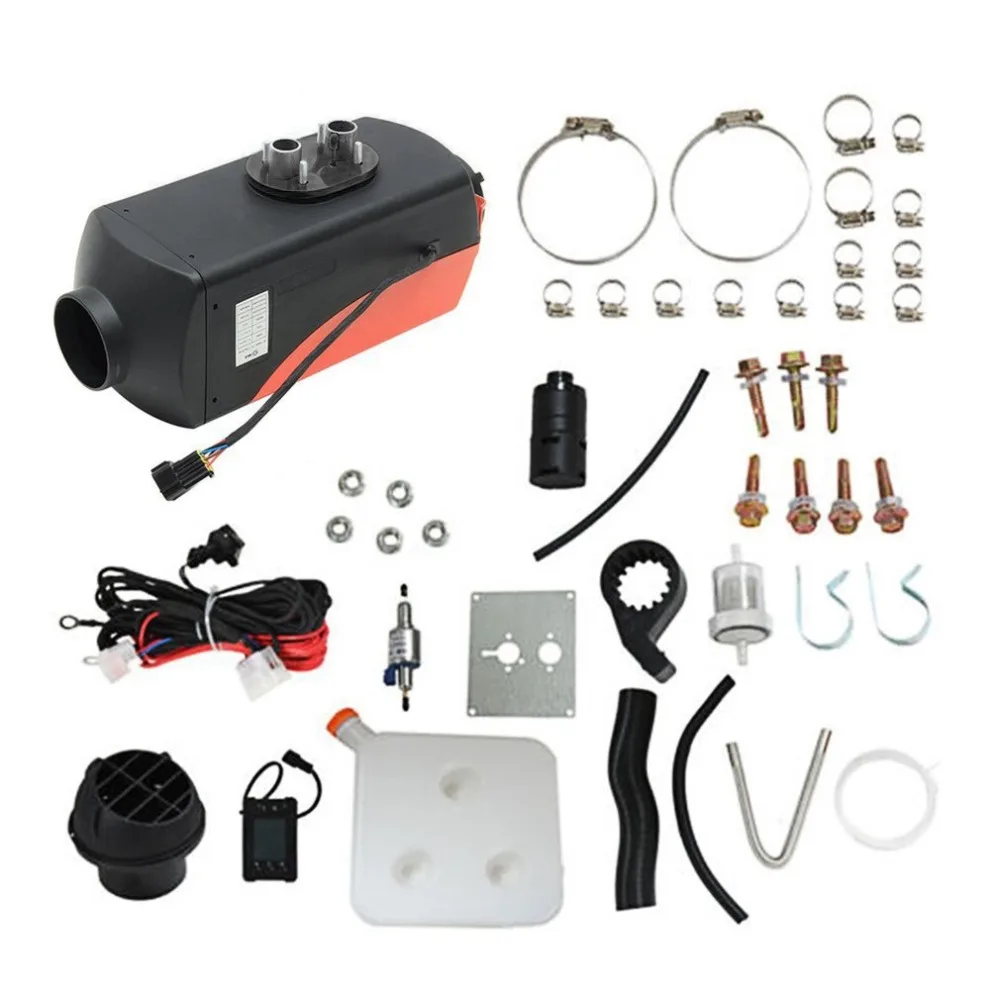 

12V 3KW Parking Diesel Air Heater Single-hole Switch with Muffler Universal For Tank Vent Duct Thermostat Caravan Hot