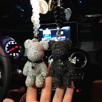 

Car rearview mirror pendant crystal violence bear car accessories car mounted pendant pendant hanging car female drills