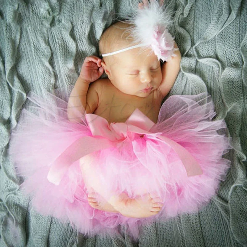 Юбка для малышей Пышная юбка Милая юбка-пачка для новорожденных девочек и повязки на волосы для фотографирования костюм наряд Прямая поставка