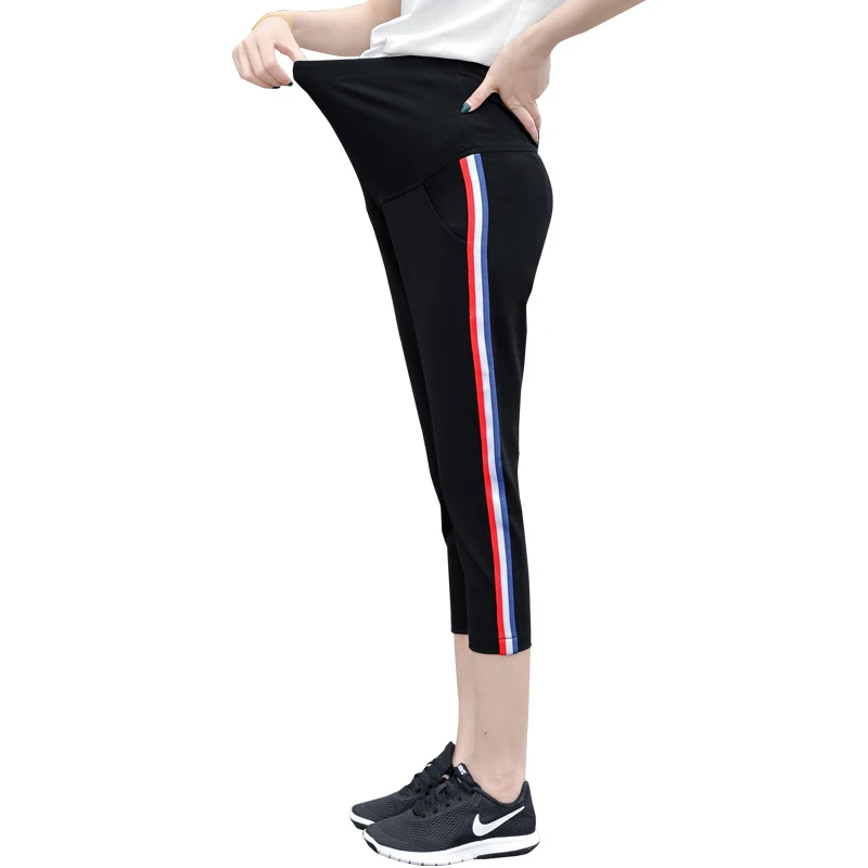 Summer Maternity Clothes Cotton Sports Cropped Pants For Pregnant Women