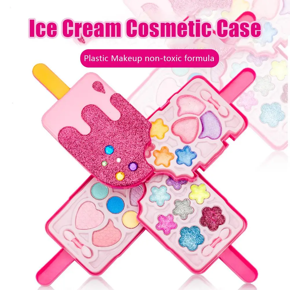 

Children's Cosmetics Ice Cream Make-up Box Set Princess Show Makeup Girl Toy Lipstick Eye Shadow Safe Non-toxic For Girl