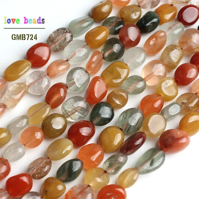 

6-8mm Natural Irregular Mixed Rutilated Quartz Beads for Jewelry Making DIY Bracelet 15''Strand Loose Spacer Beads