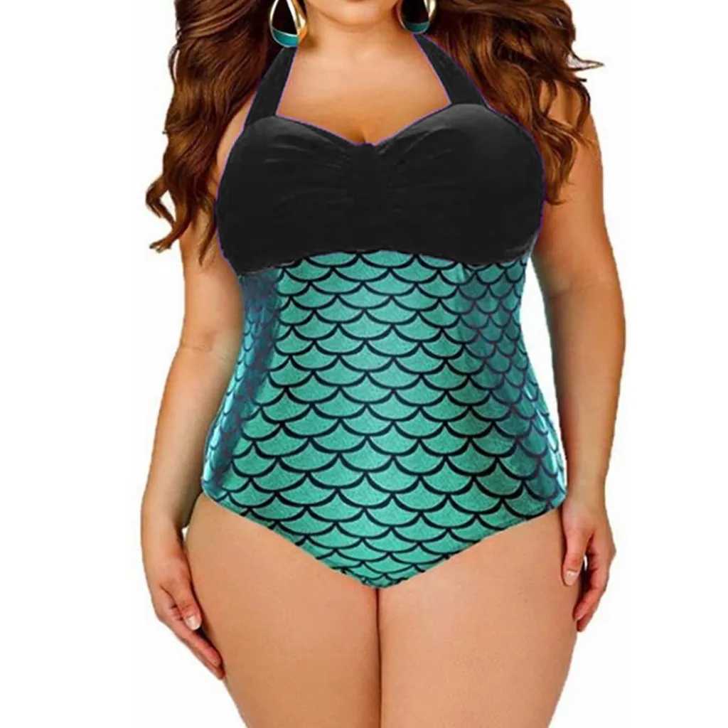 

Plus Size One Piece Swimsuit Women Oversized Summer Halter Swimsuit Women Big Size Push Up Bathing Suit Stroje K Pielowe Damskie