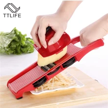 TTLIFE Multifunctional Mandoline Vegetable Slicer Dicer Fruit Cutter with 6 Interchangeable Stainless Steel Blades Salad Maker