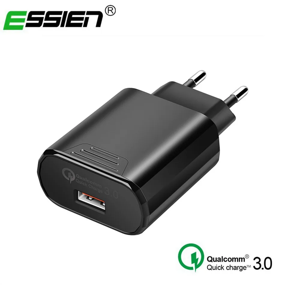 

Essien Quick Charge 3.0 USB Phone Charger Fast Charger adapter EU Plug Charging for phone for iphone 7 X Samsung s9 USB charger
