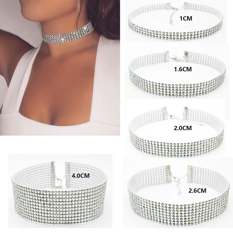

Stretch Rhinestone Choker Necklace Pageant Elastic Crystal Tennis Collar Cord Women Girls Chocker Bridesmaid Wedding Jewelry