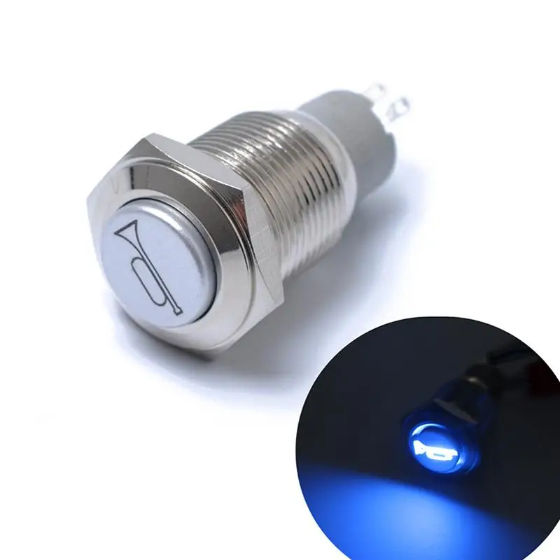 

Adeeing 16mm Waterproof Momentary Horns Speakers Bells Metal Push Button Switch LED Working Voltage 12V DC Button switch