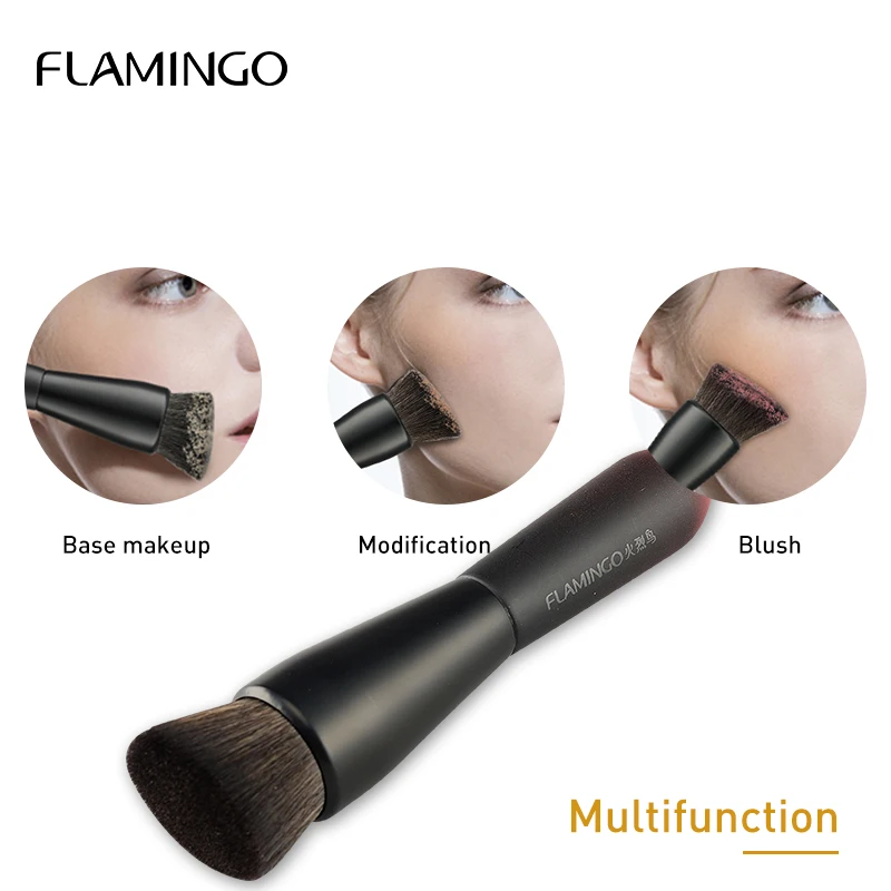 

Craftsmanship Beveled Foundation Brush Beveled Makeup Powder Cosmetic Big Brush Facial Beauty Wool Fiber Wood Durable LM72002