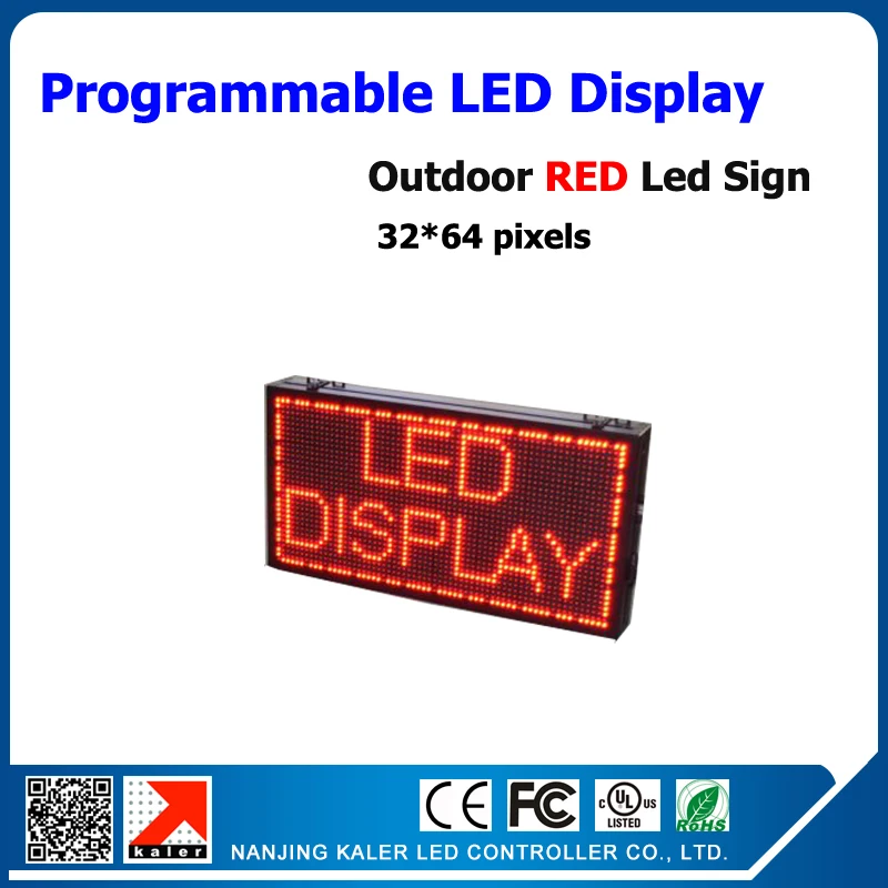 

Free shipping single red color advertising outdoor led sign p10 led display panel waterproof led sign 32*64 pixels