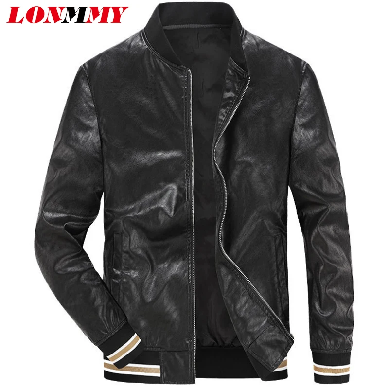 LONMMY Bomber jacket men coat men clothes 2019 Faux Leather motorcycle jacket men coat PU Suede Jaqueta de couro Outerwear Black