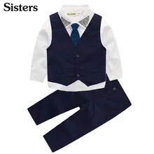 Осень года, комплекты детской одежды для отдыха детский костюм для мальчиков, жилет одежда джентльмена для свадьбы, официальная одежда комплект из 3 предметов, k1