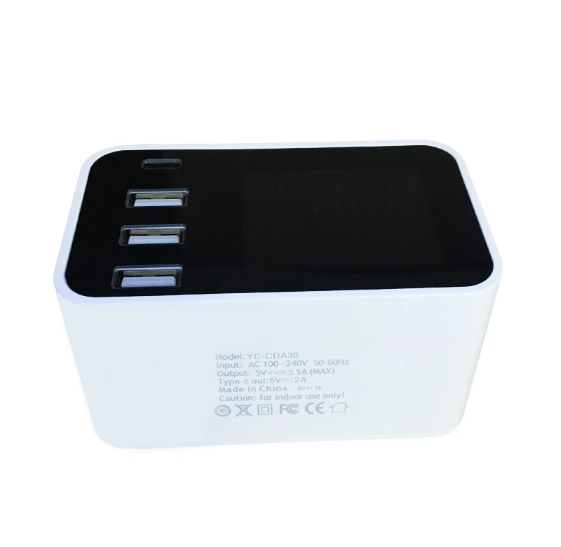 Универсальный 3 порта usb type-C адаптер для быстрой зарядки светодиодный дисплей настенное настольное зарядное устройство для iPhone XS XR iPad SAMSUNG HUAWEI Xiaomi