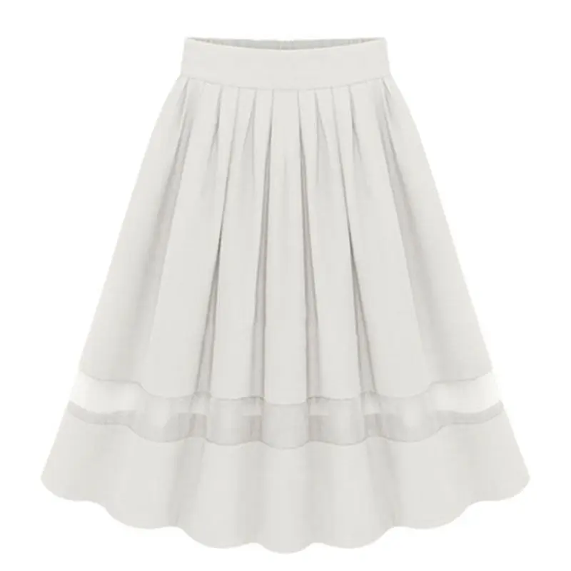 

Women Patchwork Mesh Royal Elegant Skirt Pleated Skirts European Style Elastic Waist Chiffon Skirt