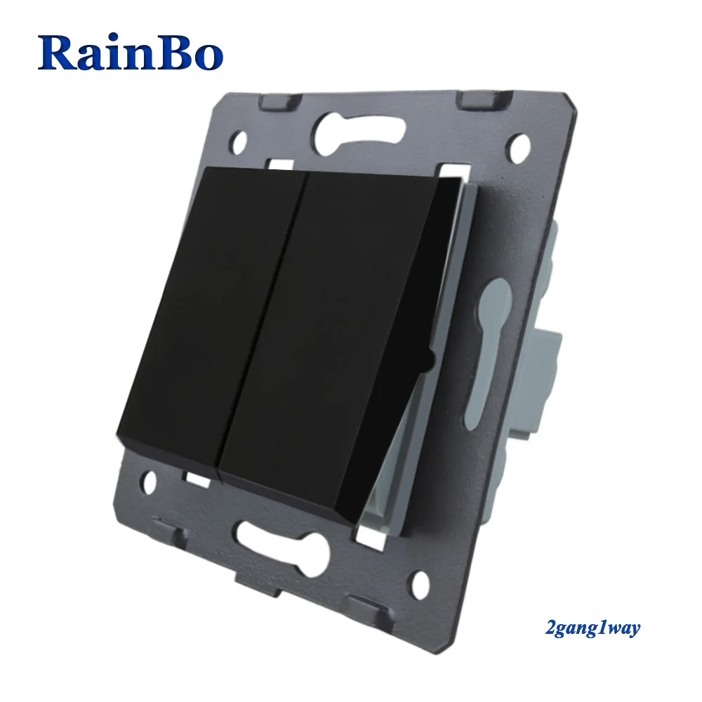 RainBo 2gan1way-кнопочный переключатель-части пластик-материалы DIY-функция аксессуара-ключ настенный выключатель ЕС-стандарт A721W/B