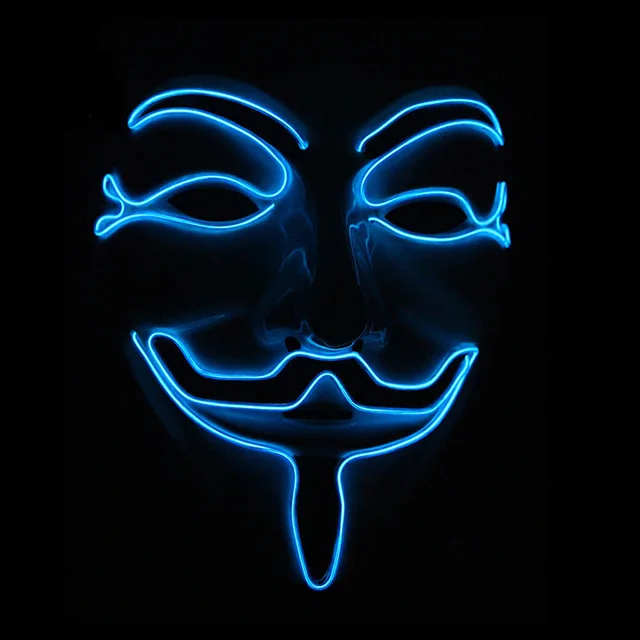 Хэллоуин вечерние светодиодный маска маскарадные маски неоновые Ужасы Косплей светящаяся маска DJ вечерние светильник Светящиеся в темноте маски - Цвет: Синий