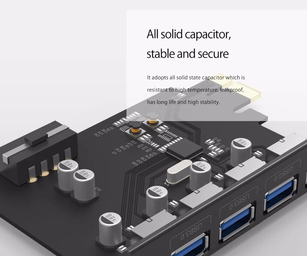 ORICO 4-Порты и разъёмы USB3.0 карта расширения PCI-E 3,0 адаптер USB 3,0 HUB расширитель PCI-E карта Поддержка Windows, Mac OS, Linux