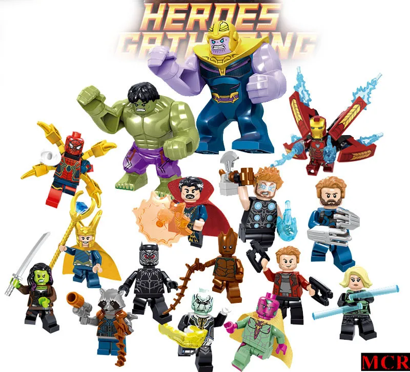 

NEW The avengers Super Hero Building blocks mini figure doll Compatible With legoing toys for children birthday gift 16PCS/SET