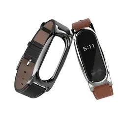 Mijoas новые модные кожаные Smart наручные часы ремешок для Xiaomi Miband 2 jul25 1 x Кожаный ремешок для Xiaomi miband 2