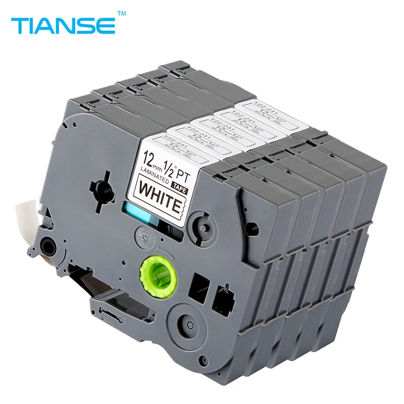 TIANSE 5 шт. 12 мм tze Лента совместима TZE-231 TZ-231for Brother P-touch tze231 принтер этикеток черный на белый ламинированный ленты - изображение