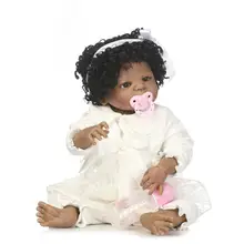 New Arrival 55cm Black Skin African American Full Vinyl Body lifelike Newborn Baby Boy Doll Collectible Dolls for Kids Xmas Gift