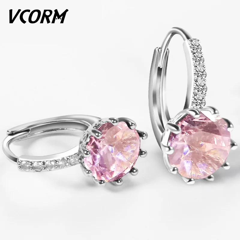 Маленькие серебряные серьги VCORM с кристаллами модные геометрические для