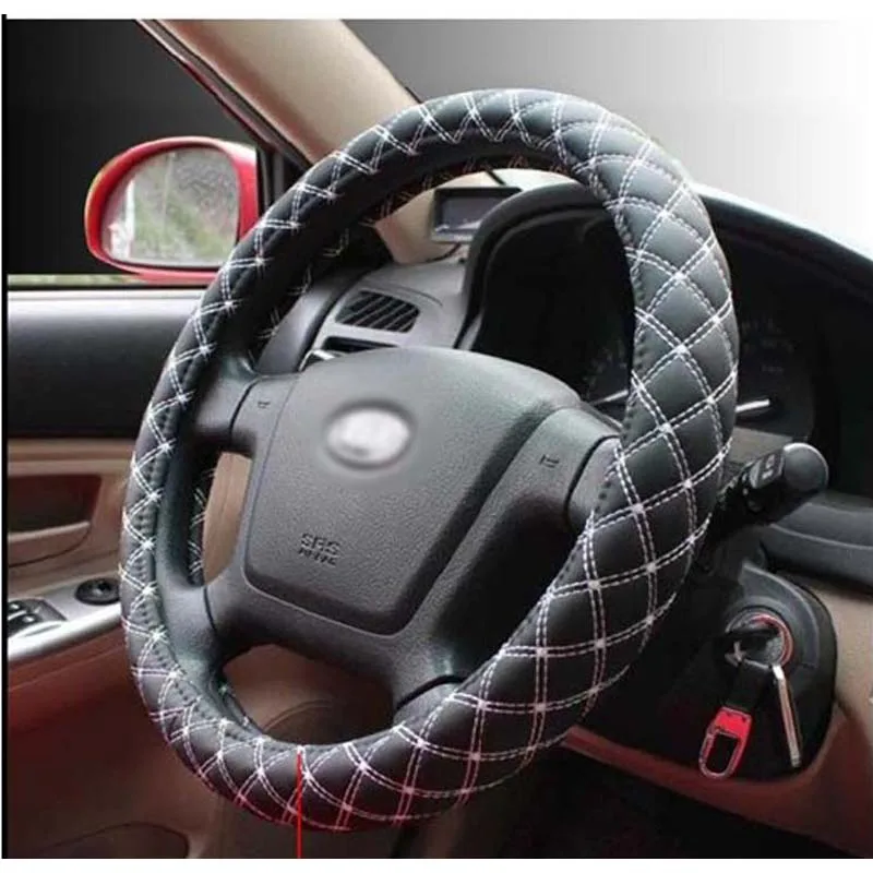 High-end Line Set Of Red And Black Classical Microfiber Leather Steering  Wheel Covers, Four Seasons To Car Handlebar Grip Cover Steering Covers  AliExpress