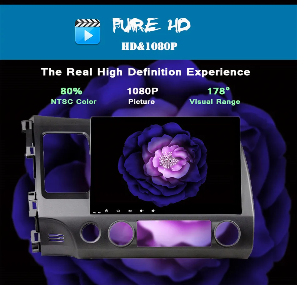 Excellent Octa Core Android 9.0 Car Head Unit for Honda Civic 2006-2011 DVD GPS with Radio RDS BT Mirror-Link Wifi map Tape Recorder swc 4