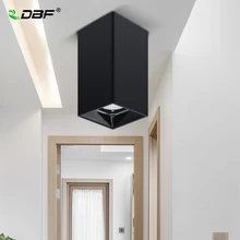 [DBF] светодиодный потолочный светильник COB, монтируемый на поверхность, светящийся отражатель 15 Вт 20 Вт, светодиодный потолочный Точечный светильник, квадратный черный/белый корпус, внутреннее освещение