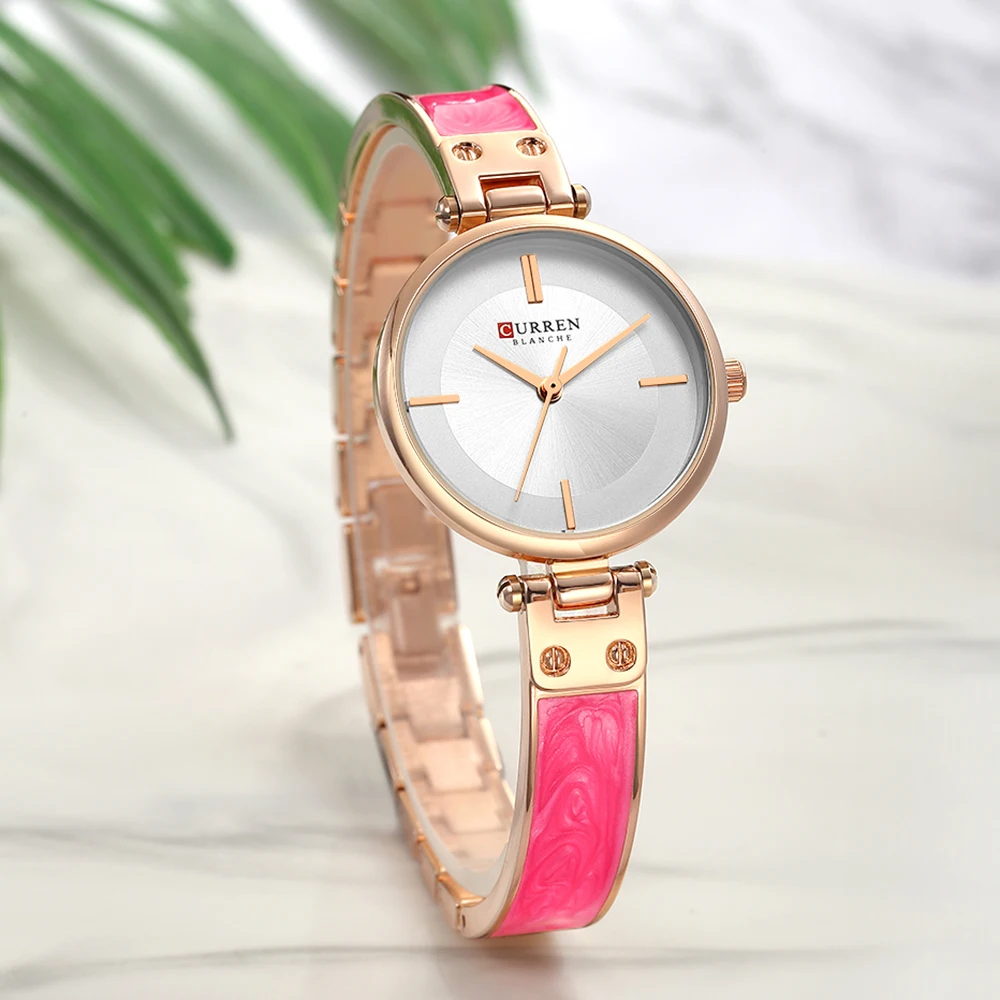 Curren Роскошные, брендовые, розовое золото женские кожаные роскошные модные часы кварцевые часы Брендовые женские повседневные платья спортивные наручные часы