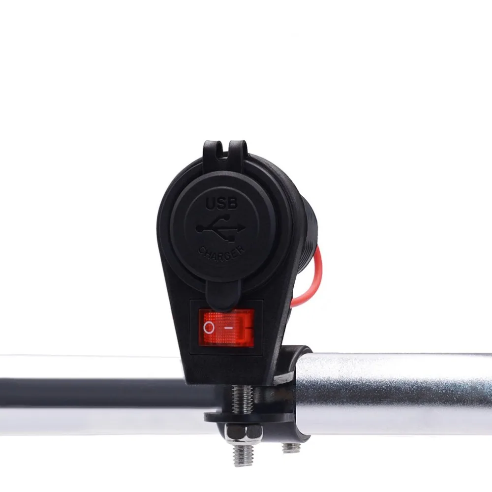 Для мотоциклов и автомобилей Зарядное устройство 12 v-24 v пробки прикуривателя Тип синий световой индикатор двойной Usb3.1a в красный горошек с выключателем