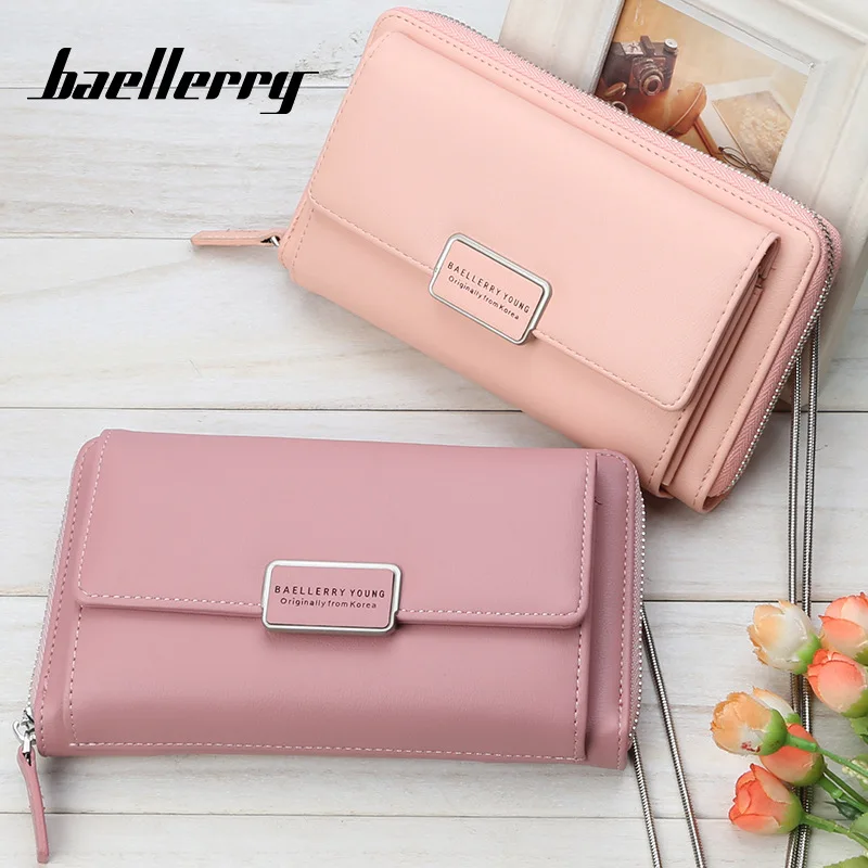

Baellerry Women PU Leather High Capacity Long Wallet Female Zipper Hasp Purse Lady Clutch Bag Phone Pocket Hand Bag With Chain