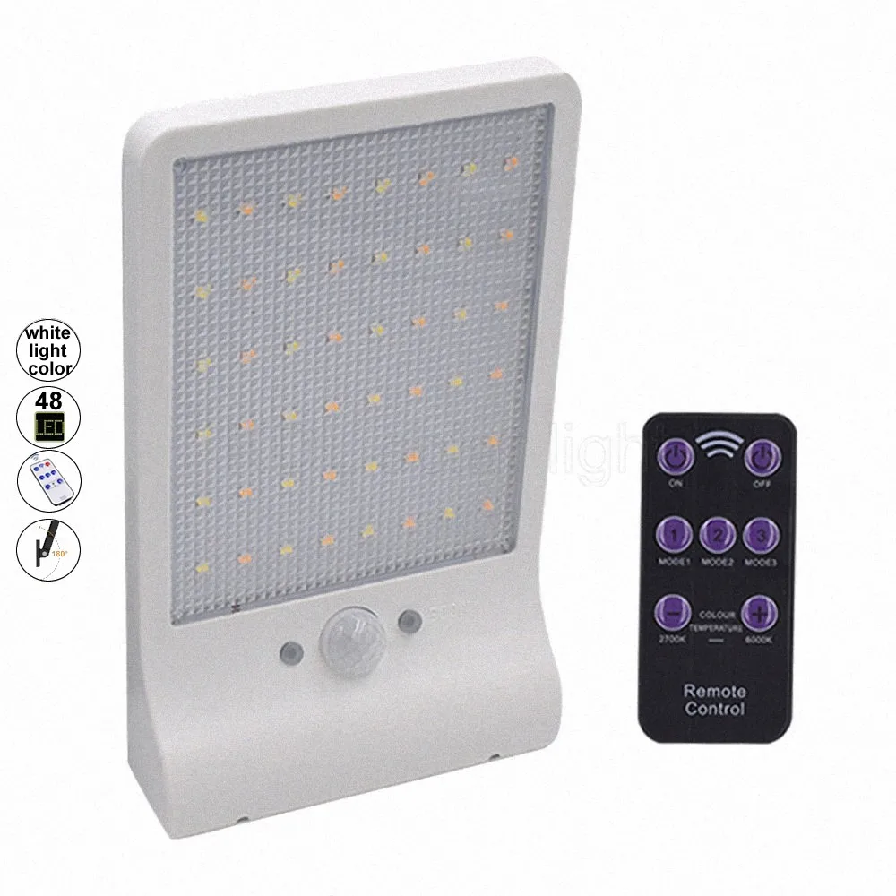 

48 LEDS Remote Control 800 LM Solar Lamp Human Body duction Wall Light 3 Modes Dimmable Outdoor Garden Yard Path Lamps street So