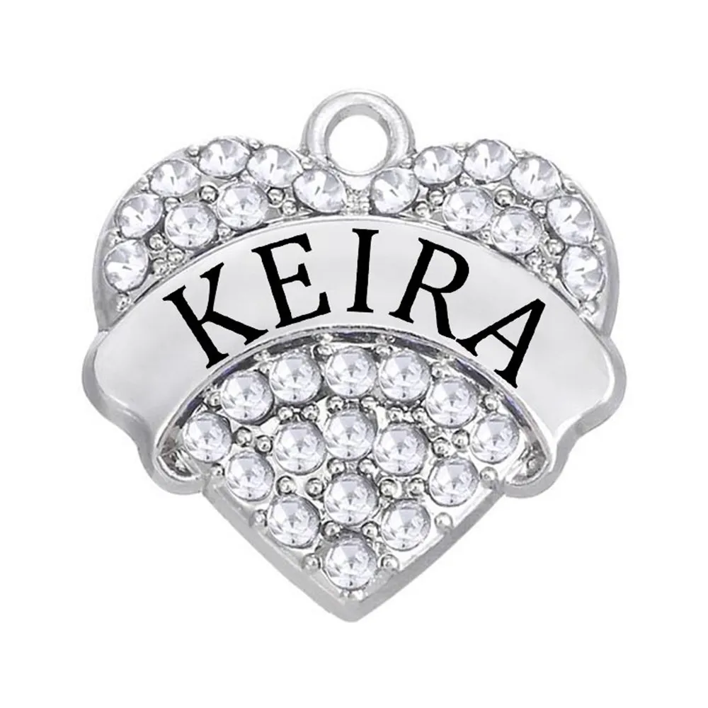 Двойной нос Новая Мода Rhinestone сплава серебра Кира слова сердце кристалл Талисманы для Ожерелья для мужчин или Браслеты