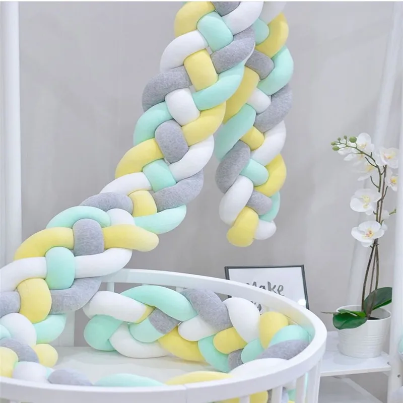 New ins color woven twist strips knotted pillow children's bed fence fence decoration 220cm New ins color woven twist strips knotted pillow children's bed fence fence decoration 220cm
