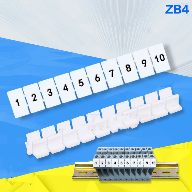 

100pcs ZB4 Number MARKER UK1.5 Din Rail Terminal Blocks Maker Strips Label Connectors & Terminals Terminal block