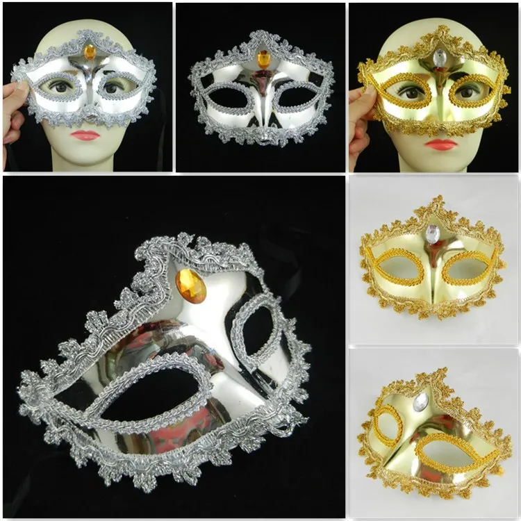 New High-end Drilling Wai Lace Eye Liner Gold and Silver Mask Children's Performance Props Party Toys Movie Theme Supply | Дом и сад