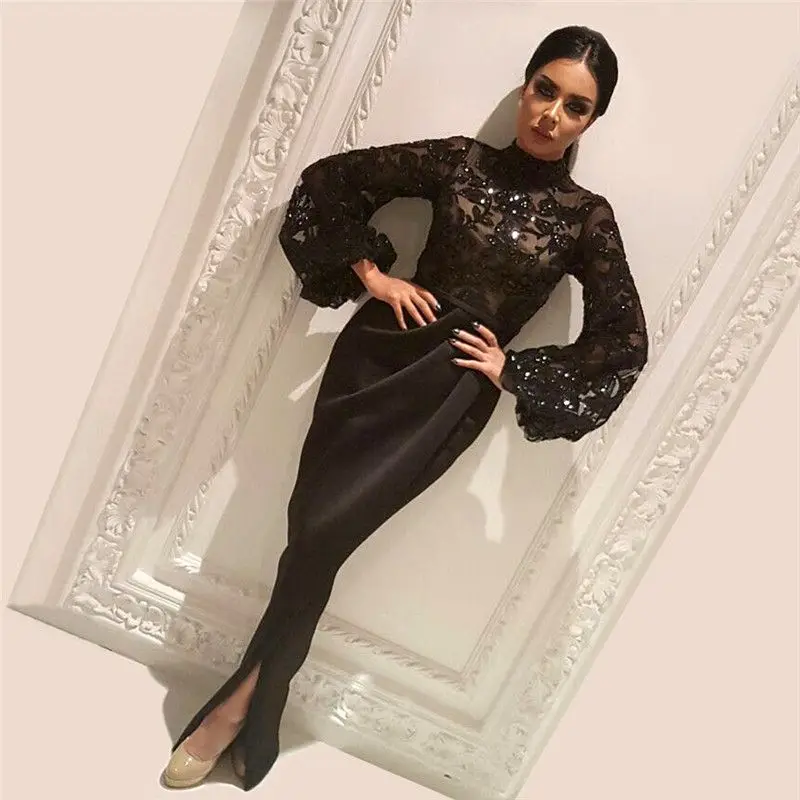 Best Price Mode Saudi Arabische Ontwerp Zwarte Lovertjes Avond Dresse Lange Mouw Hoge Hals Formele Mousseline Avondjurken Party Prom Jassen Best Price Mode Saudi Arabische Ontwerp Zwarte Lovertjes Avond Dresse Lange Mouw Hoge Hals Formele Mousseline Avondjurken Party Prom Jassen