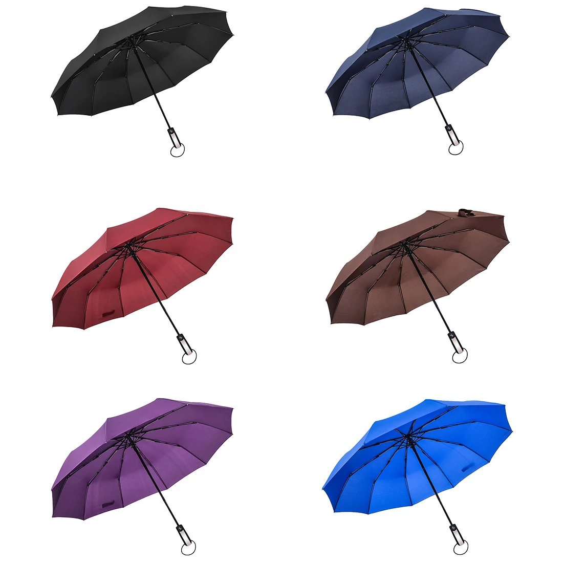 Wind Resistant Three Folding Automatic Umbrella Rain Women Big
