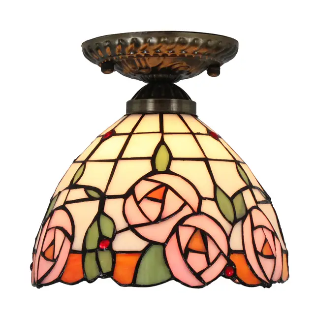 Online 8 Inch 20cm Rose Stained Gl Tiffany Style Ceiling 20cm Rose Stained Gl Tiffany Style