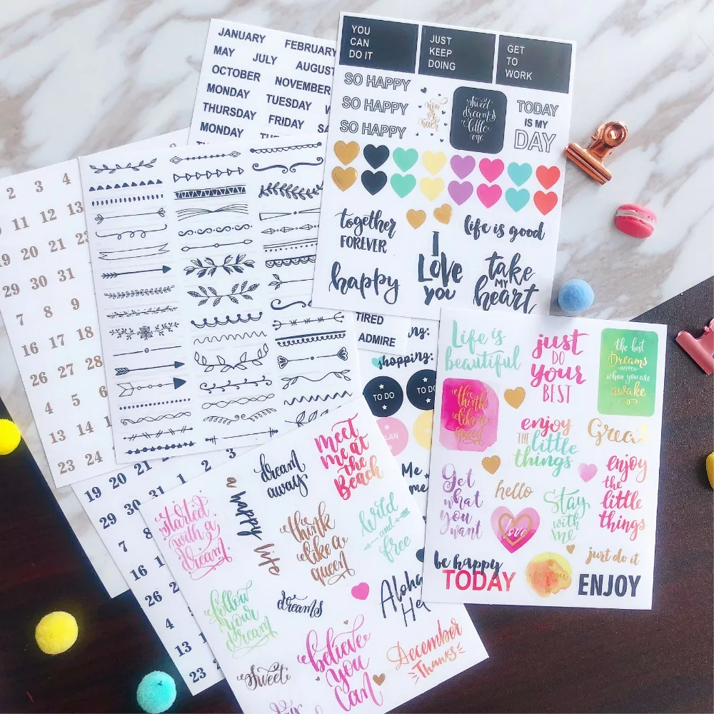 

KLJUYP 8pc So Happy Stickers Set for Scrapbooking Happy Planner/Card Making/Journaling Project