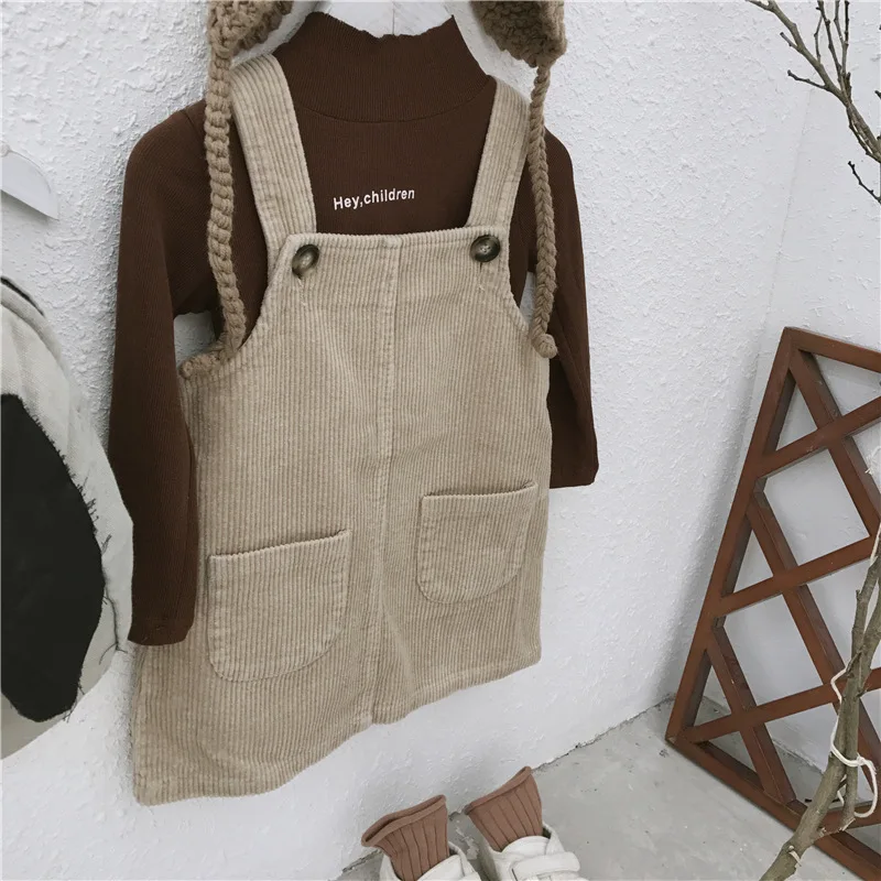 

Girl Strap Dress 2018 Autumn New Baby Girl Cute Corduroy Dresses Children Clothing Kids Suspender A-line Kids Dresses for Girls
